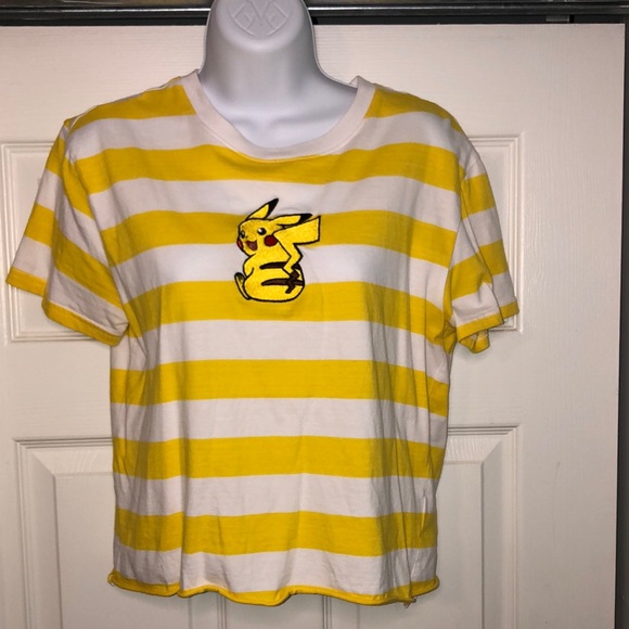 Hot Topic “Pikachu” embroidered, striped, slightly cropped top - junior size S - Picture 3 of 10